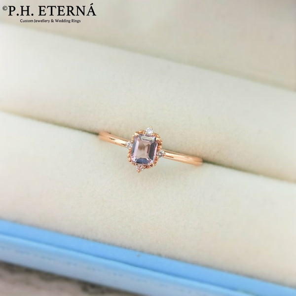 [Pre-Order] 18k Rose Gold Lavender Spinel and Diamond Ring (0.50ct)