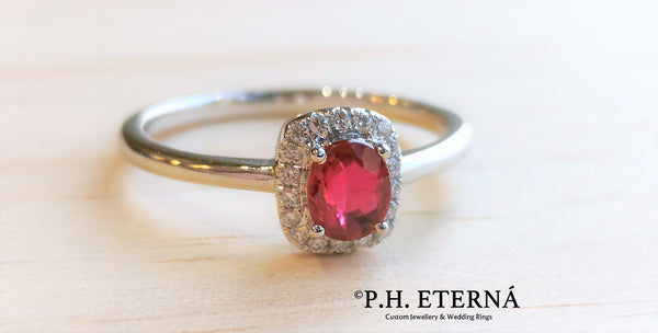 [Pre-Order] 18k White Gold 0.50ct Ruby & Diamond Ring