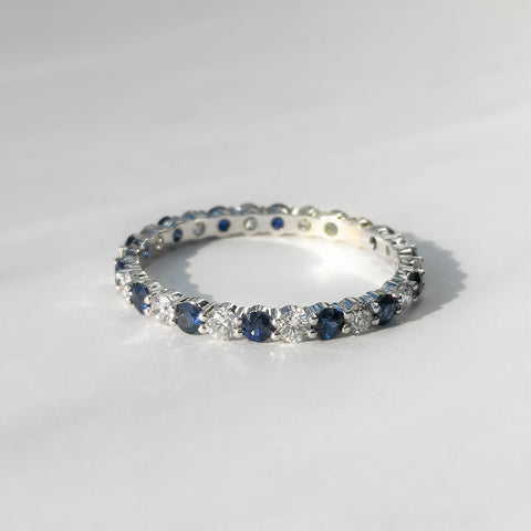 [Pre-Order] 18k Gold Blue Sapphire & Diamond Eternity Band