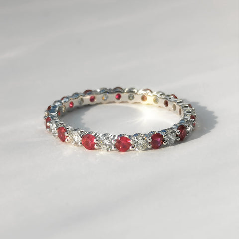 [Pre-Order] 18k Gold Ruby & Diamond Eternity Band