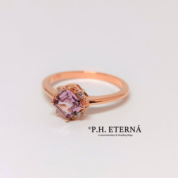 [Pre-Order] 18k Rose Gold Asscher Cut Pink Spinel & Diamonds Ring (0.50ct)