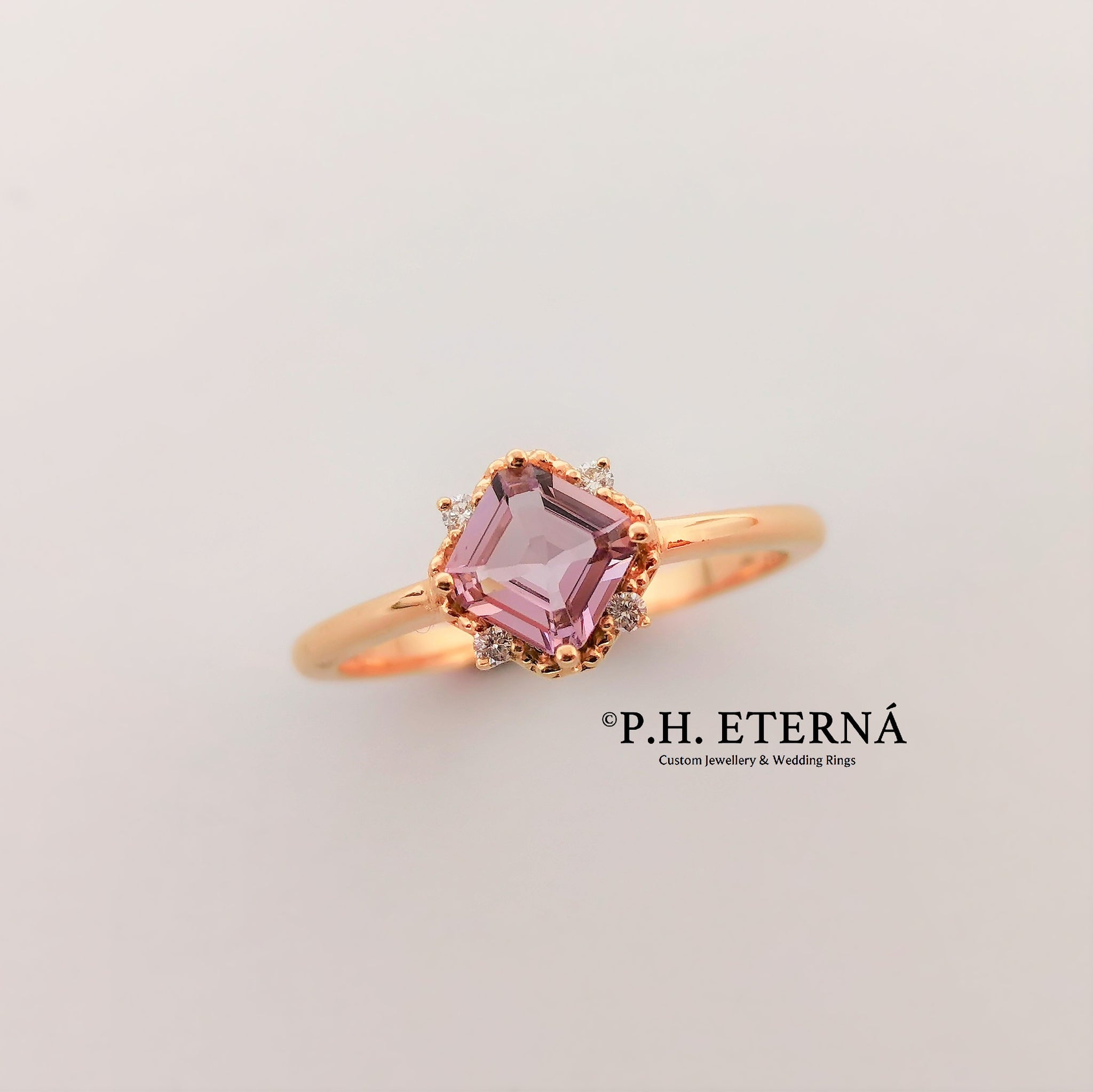 [Pre-Order] 18k Rose Gold Asscher Cut Pink Spinel & Diamonds Ring (0.50ct)