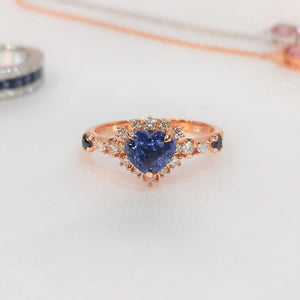 18k Rose Gold Heart Shaped Sapphire Ring (1.20CT)