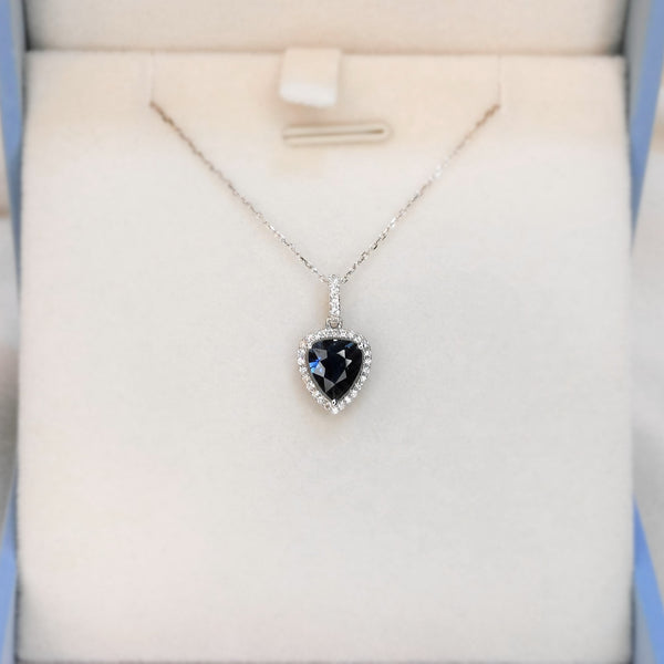 18k White Gold 1.30ct Blue Sapphire and Diamond Pendant