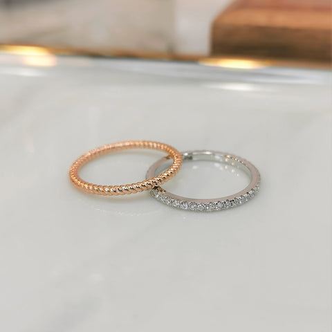 [Pre-Order] 18k Gold Diamond Band & Braided Band Set