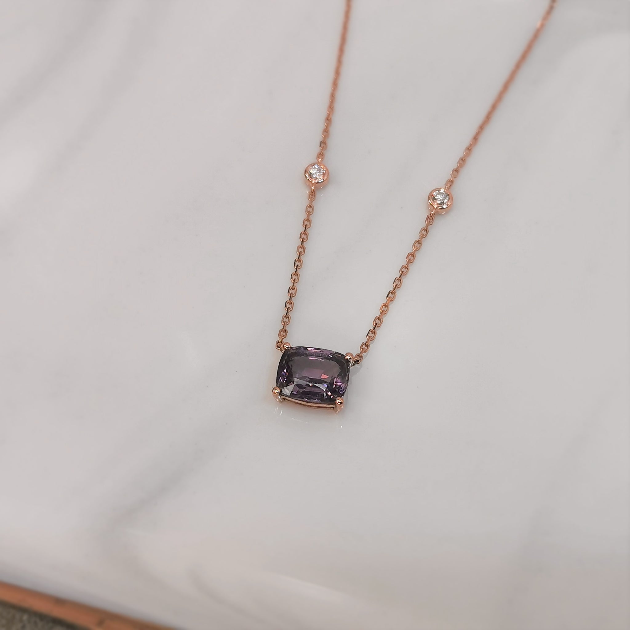 18k Rose Gold Lavender Spinel Necklace