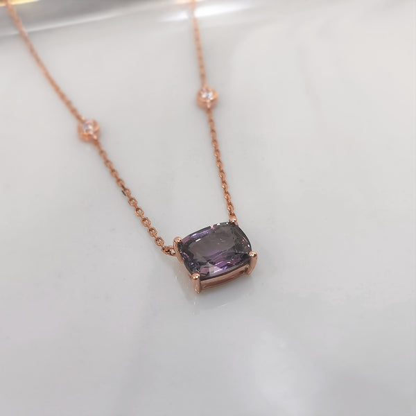 18k Rose Gold Lavender Spinel Necklace