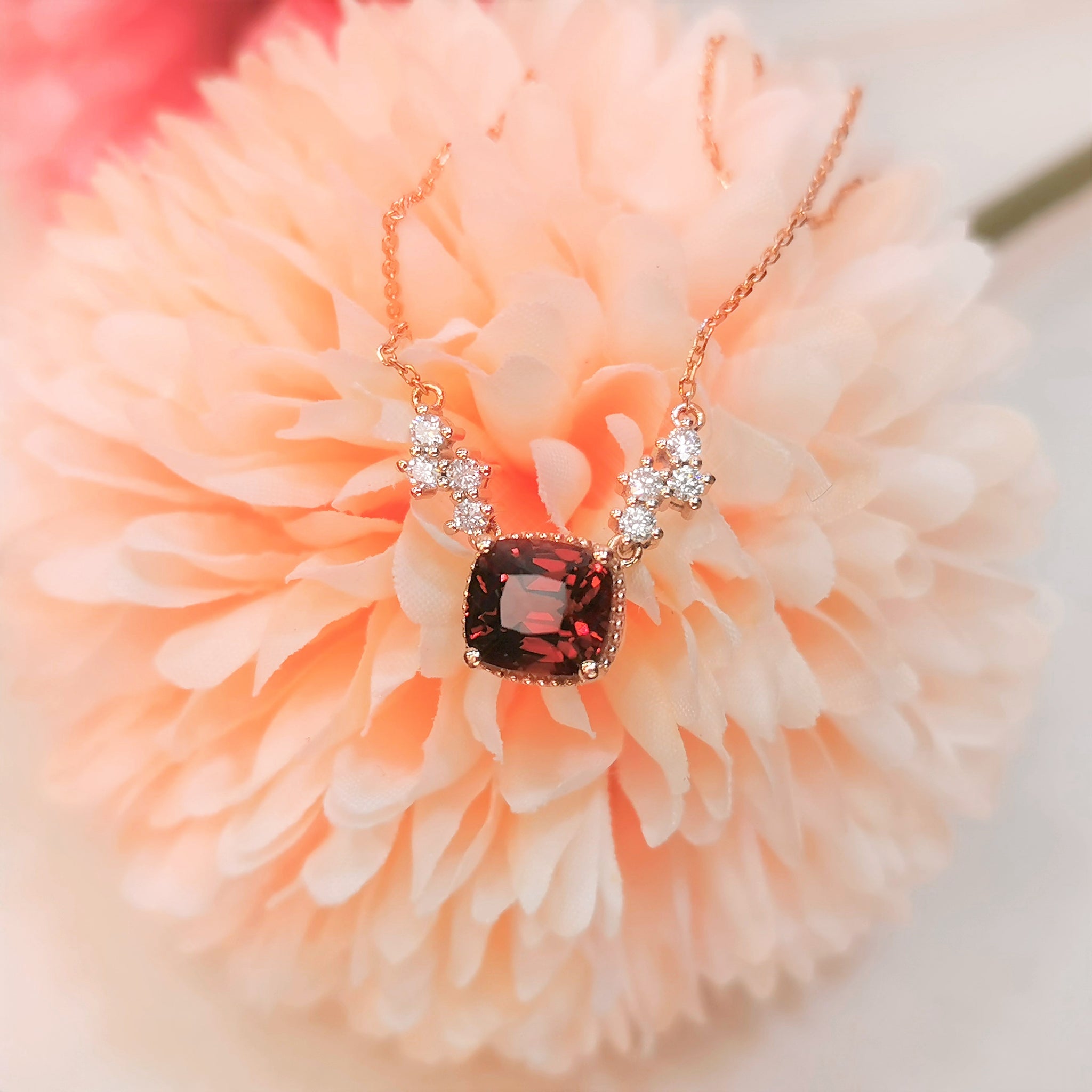 18k Rose Gold Red Spinel Necklace