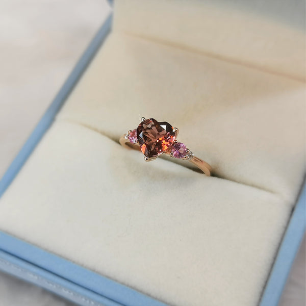 18k Rose Gold Heart Tourmaline Ring