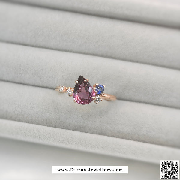 18k Rose Gold Fancy Purple Sapphire & Diamond Ring (1.30CT)