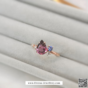 18k Rose Gold Fancy Purple Sapphire & Diamond Ring (1.30CT)