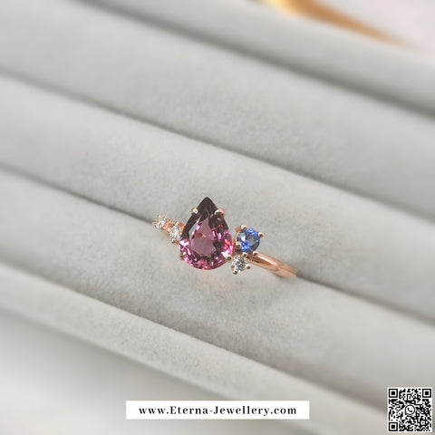 18k Rose Gold Fancy Purple Sapphire & Diamond Ring (1.30CT)