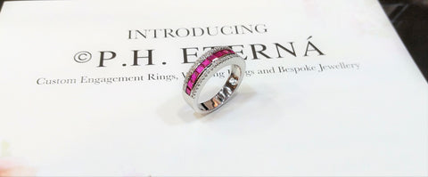 18k White Gold Ruby and Diamond Band