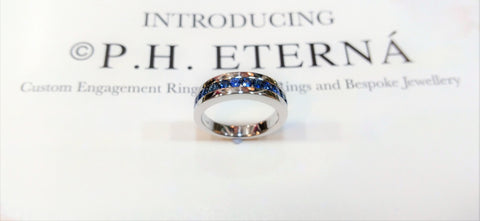 18k White Gold 0.90ct Blue Sapphire Band